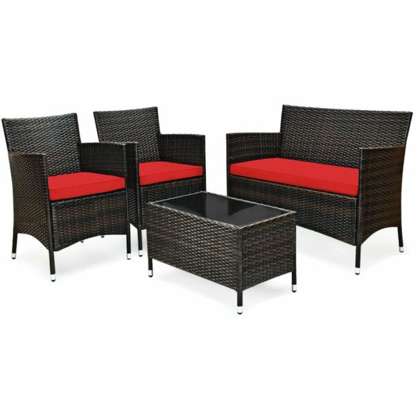 Worthland Polyethylene (PE) Wicker 4 - Person Seating Group with Cushions - Image 4