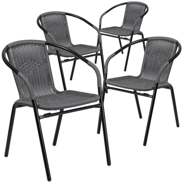 Youra Rattan Indoor-Outdoor Restaurant Stack Chair (Set of 4) - Image 2