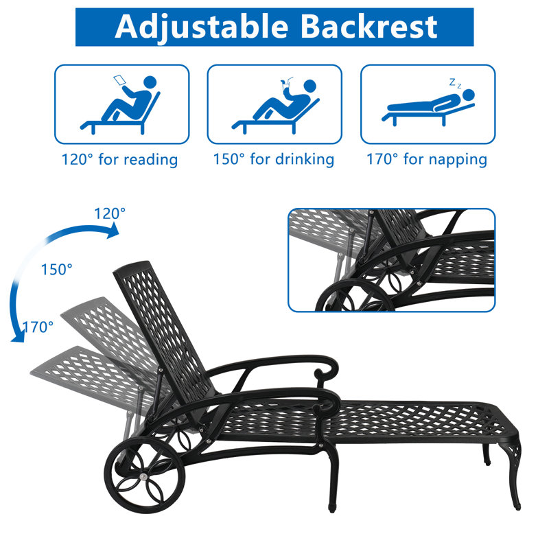 Black Outdoor Metal Chaise Lounge - Image 5