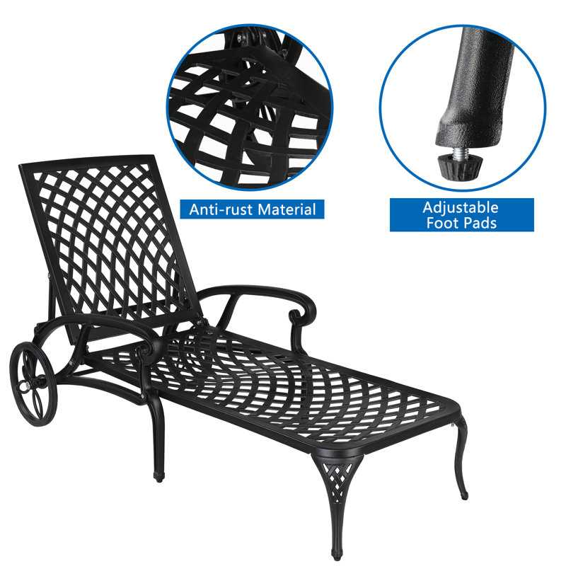 Black Outdoor Metal Chaise Lounge - Image 6