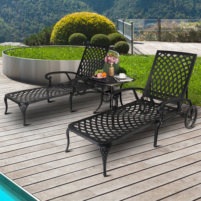 Black Outdoor Metal Chaise Lounge - Image 4