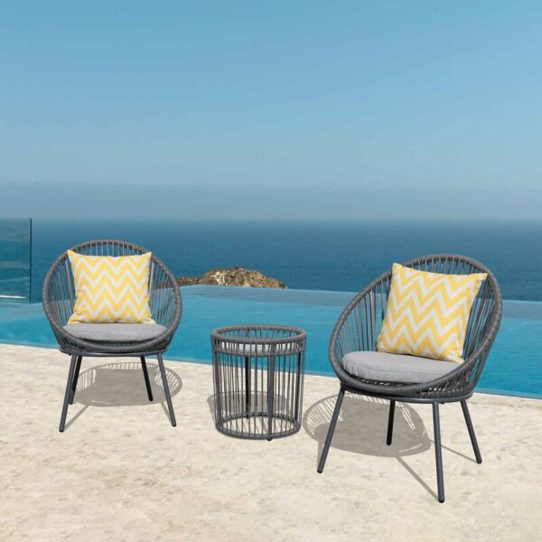 Shuai Round 2 - Person 17.7" Long Bistro Set with Cushions - Image 4