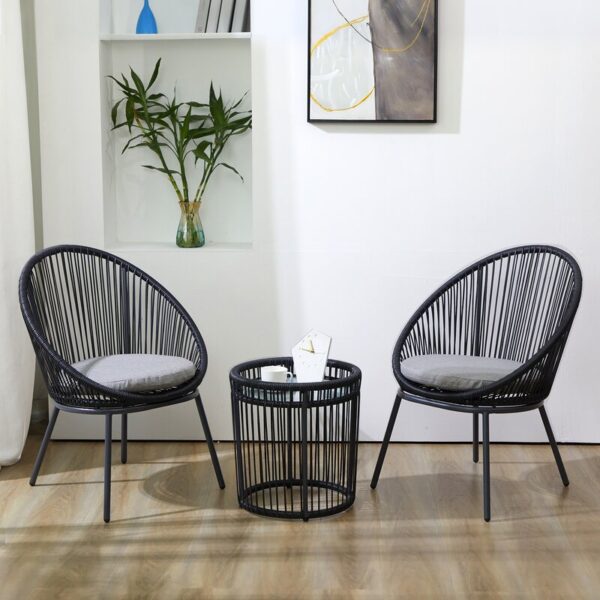 Shuai Round 2 - Person 17.7" Long Bistro Set with Cushions - Image 10