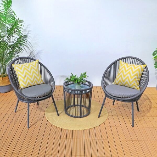 Shuai Round 2 - Person 17.7" Long Bistro Set with Cushions - Image 2