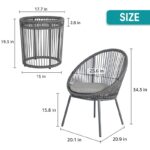 Shuai Round 2 - Person 17.7" Long Bistro Set with Cushions - Image 8