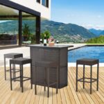 Skiba 5 Piece Outdoor Rattan Bar Height Dining Set