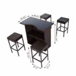 Skiba 5 Piece Outdoor Rattan Bar Height Dining Set - Image 7