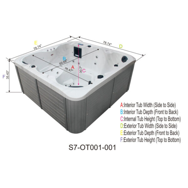 Sol 72 Outdoorâ„¢ Aire 6 - Person 56 - Jet Acrylic Square Hot Tub with Ozonator - Image 7
