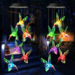 Solar Hummingbird Wind Chime Light Outdoor Waterproof LED Garden Christmas Decoration Gift (Set of 2)