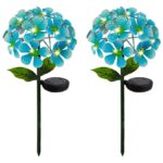 Solar Powered LED Metal Flower Garden Stake Light (Set of 2)