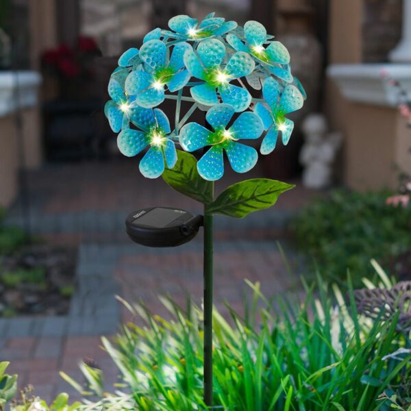 Solar Powered LED Metal Flower Garden Stake Light (Set of 2) - Image 4