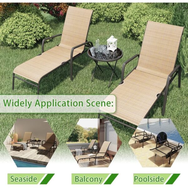 Souk Outdoor Metal Chaise Lounge Set with Table - Image 4