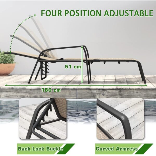 Souk Outdoor Metal Chaise Lounge Set with Table - Image 6