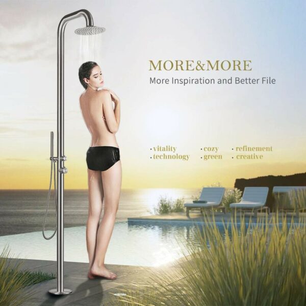 Stainless Steel Free Standing Outdoor Shower - Image 6