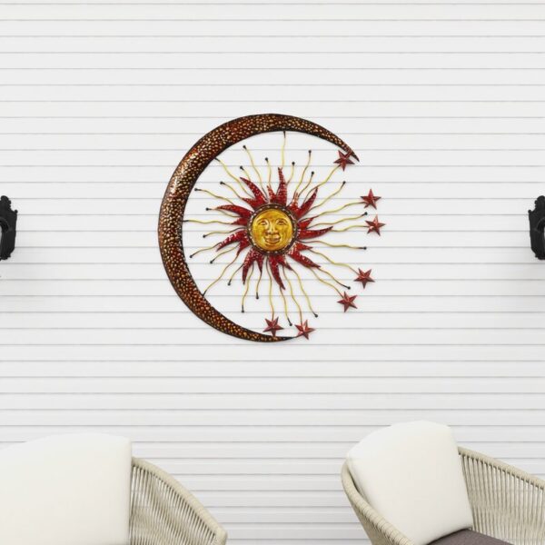 Stenkil Gold Metal Indoor Outdoor Sun and Moon Wall Decor with Stars 36" x 1" x 36" - Image 4