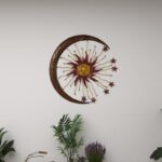 Stenkil Gold Metal Indoor Outdoor Sun and Moon Wall Decor with Stars 36" x 1" x 36" - Image 2