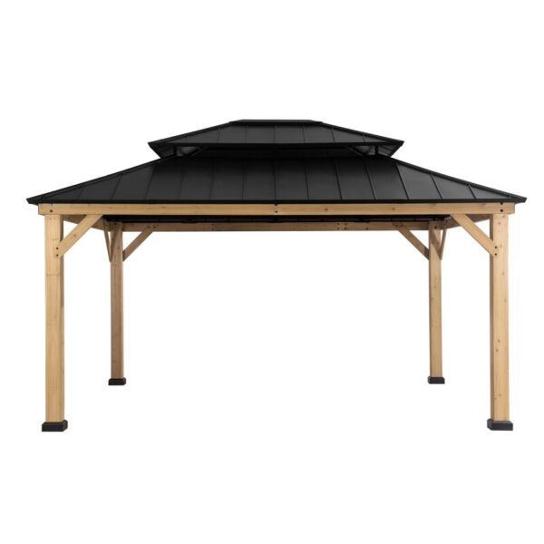 Sunjoy Archwood 11 ft. x 13 ft. Patio Cedar Framed Steel Hardtop Gazebo - Image 4