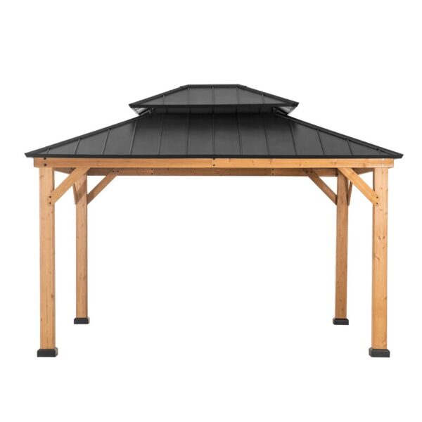 Sunjoy Archwood 11 ft. x 13 ft. Patio Cedar Framed Steel Hardtop Gazebo - Image 3