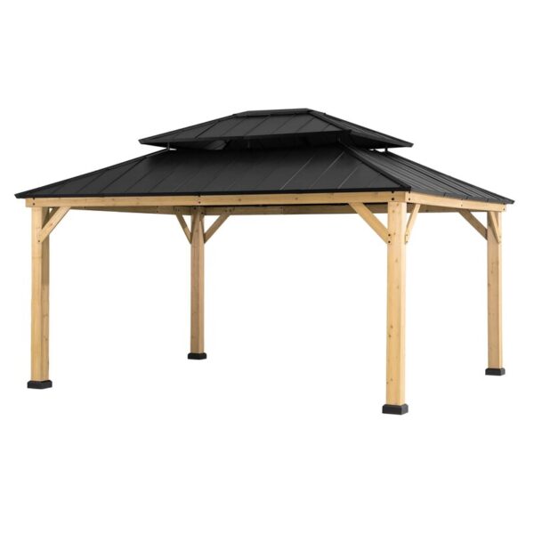 Sunjoy Archwood 11 ft. x 13 ft. Patio Cedar Framed Steel Hardtop Gazebo - Image 5