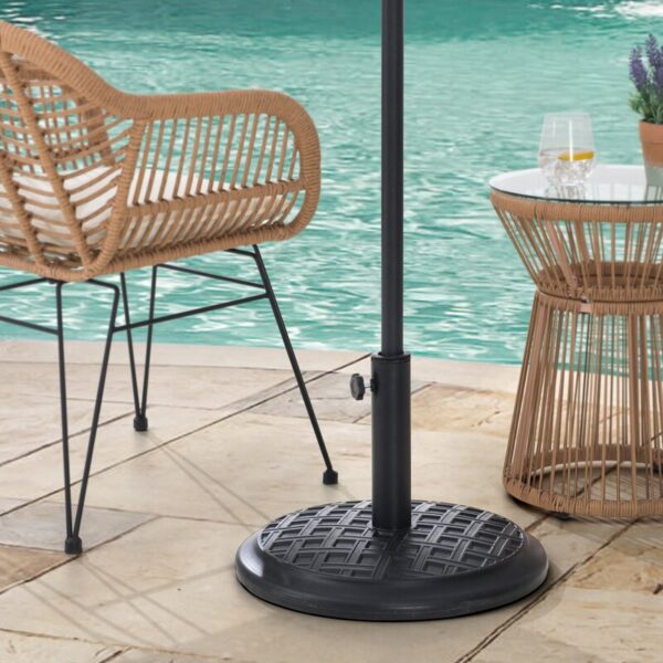 Sunjoy Universal 33 lb. Black Round Steel Heavy Duty Cement Filled Patio Umbrella Base - Image 7