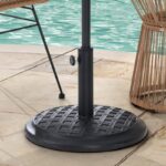 Sunjoy Universal 33 lb. Black Round Steel Heavy Duty Cement Filled Patio Umbrella Base - Image 6