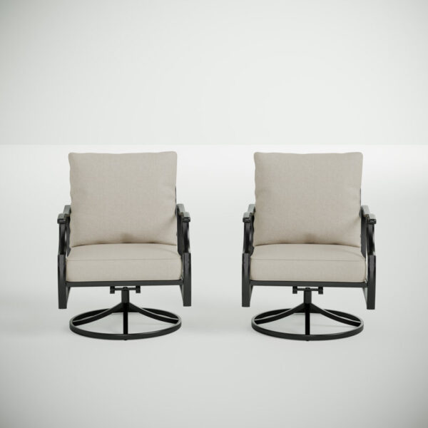 Swivel Patio Armchair with Cushion (Set of 2) - Image 6