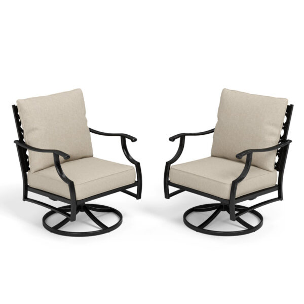 Swivel Patio Armchair with Cushion (Set of 2) - Image 4