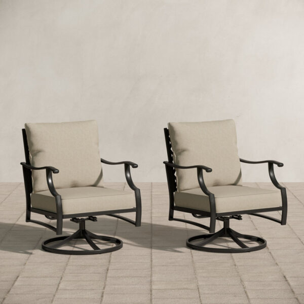 Swivel Patio Armchair with Cushion (Set of 2) - Image 5