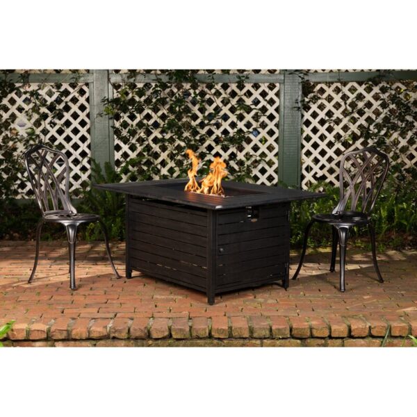 Talbot 24'' H x 48'' W Aluminum Propane Outdoor Fire Pit Table with Lid - Image 2