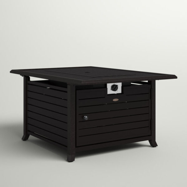 Talbot 24'' H x 48'' W Aluminum Propane Outdoor Fire Pit Table with Lid - Image 3