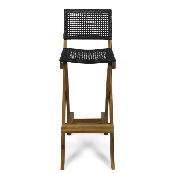 Tammy Folding Acacia Wood 31.5" Patio Bar Stool (Set of 2) - Image 4