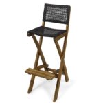Tammy Folding Acacia Wood 31.5" Patio Bar Stool (Set of 2) - Image 5