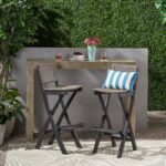 Tammy Folding Acacia Wood 31.5" Patio Bar Stool (Set of 2) - Image 9