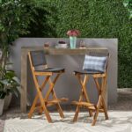 Tammy Folding Acacia Wood 31.5" Patio Bar Stool (Set of 2)