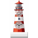 Taylor Precision Products 12" Poly Resin Lighthouse Clock with Thermometer, Multicolored