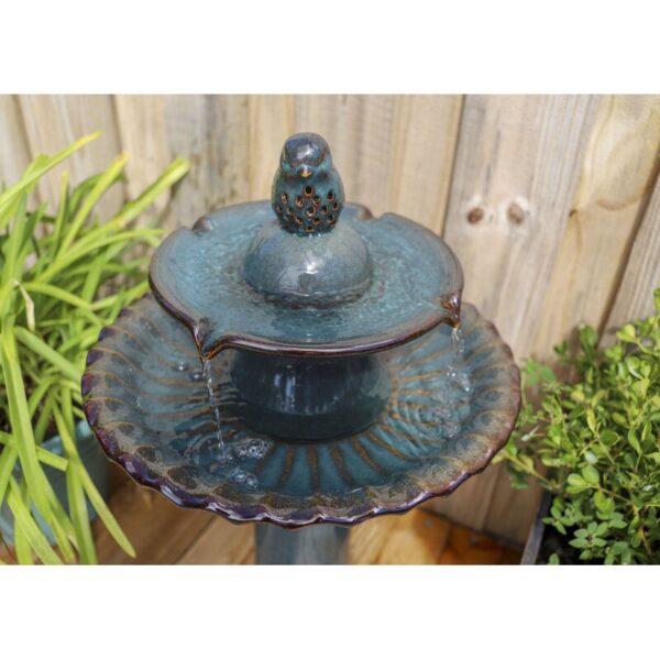 Teal Fountain Birdbath - Image 8