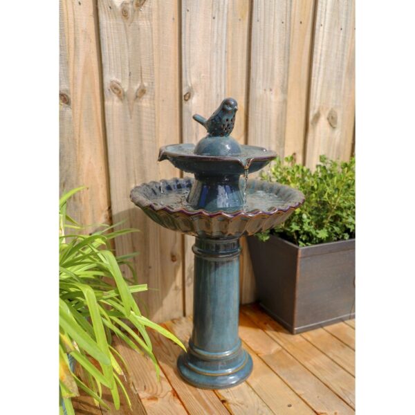 Teal Fountain Birdbath - Image 2