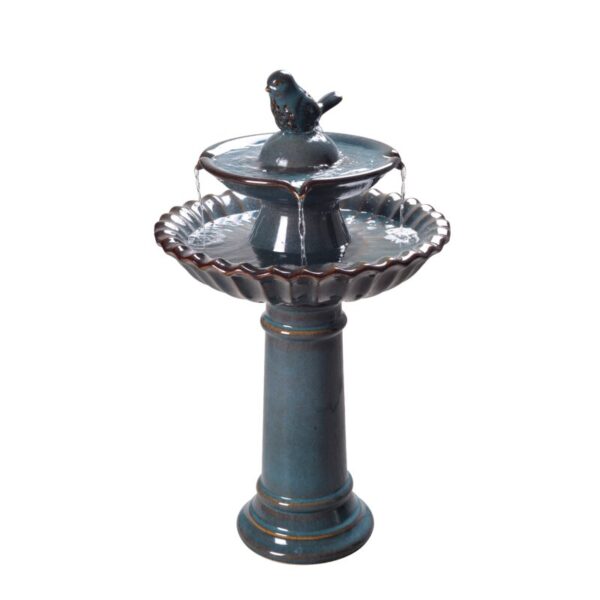 Teal Fountain Birdbath - Image 7