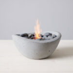 TerraFlame Wave Concrete Table Top Gel Fuel Fire Bowl - Indoor and Outdoor Use