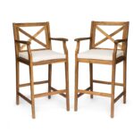 Tilly 28.5" Teak Patio Bar Stool with Cushion (Set of 2) - Image 4