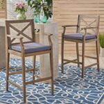 Tilly 28.5" Teak Patio Bar Stool with Cushion (Set of 2) - Image 11