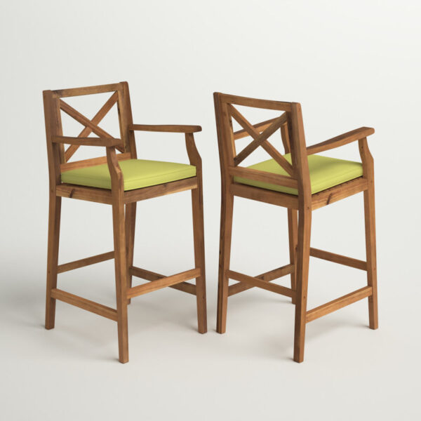 Tilly 28.5" Teak Patio Bar Stool with Cushion (Set of 2) - Image 12