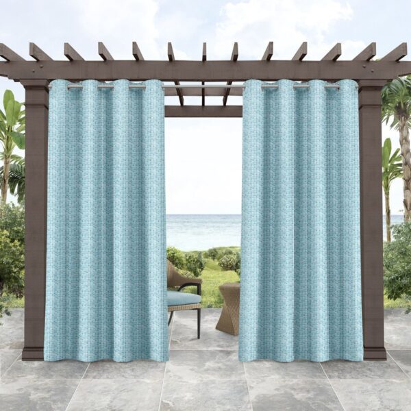 Tommy Bahama Indoor/Outdoor Mosaic Light Filtering Grommet Top Curtain Panel Pair - Image 2