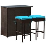 Topbuy Bar Set with Iron Frame and Wicker - Image 2
