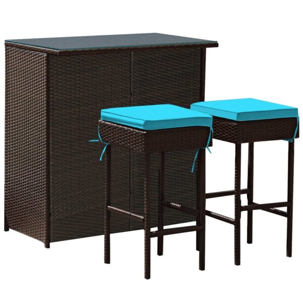 Topbuy Bar Set with Iron Frame and Wicker - Image 2