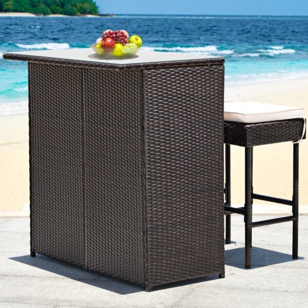 Topbuy Bar Set with Iron Frame and Wicker - Image 10