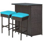 Topbuy Bar Set with Iron Frame and Wicker