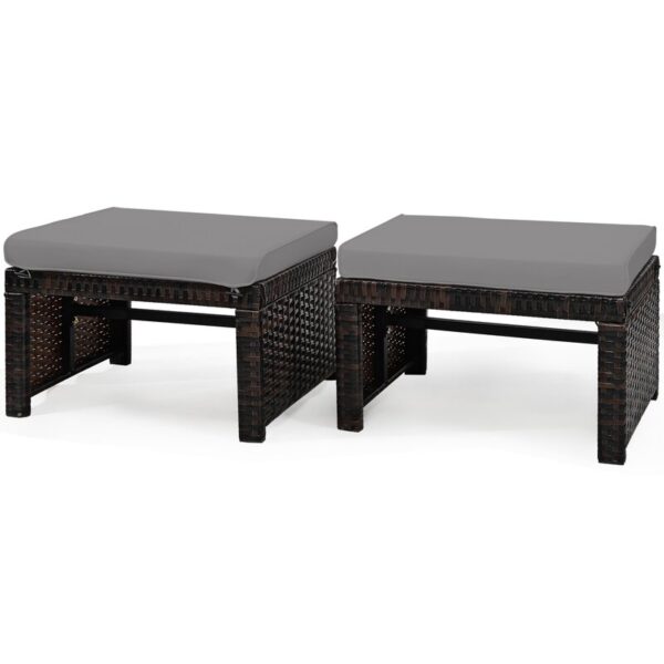 Trulli Rattan Outdoor Ottoman with Cushion (Set of 2) - Image 2