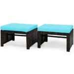 Trulli Rattan Outdoor Ottoman with Cushion (Set of 2) - Image 3