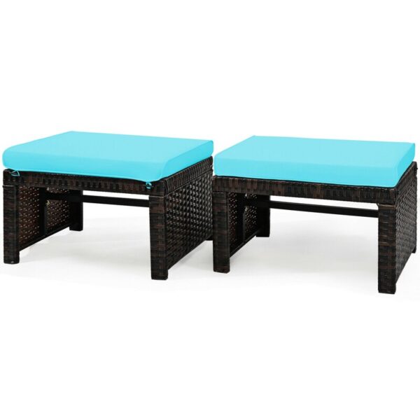 Trulli Rattan Outdoor Ottoman with Cushion (Set of 2) - Image 3